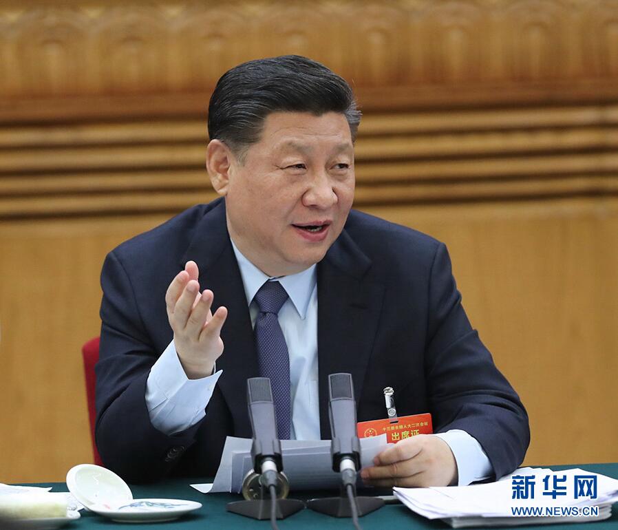 　3月7日，中共中央总书记、国家主席、中央军委主席习近平参加十三届全国人大二次会议甘肃代表团的审议。 新华社记者 谢环驰 摄