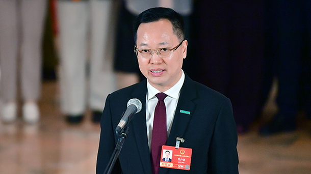 全國人大代表賈少謙接受媒體採訪