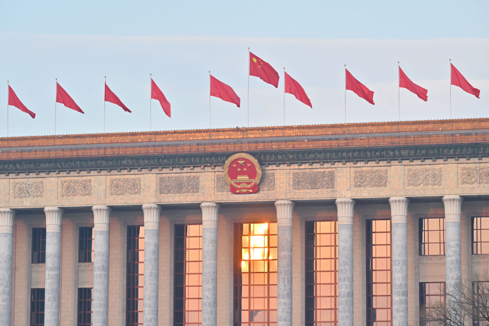 2025年3月5日上午，第十四屆全國人民代表大會第三次會議在北京人民大會堂開幕。新華社記者 岳月偉 攝